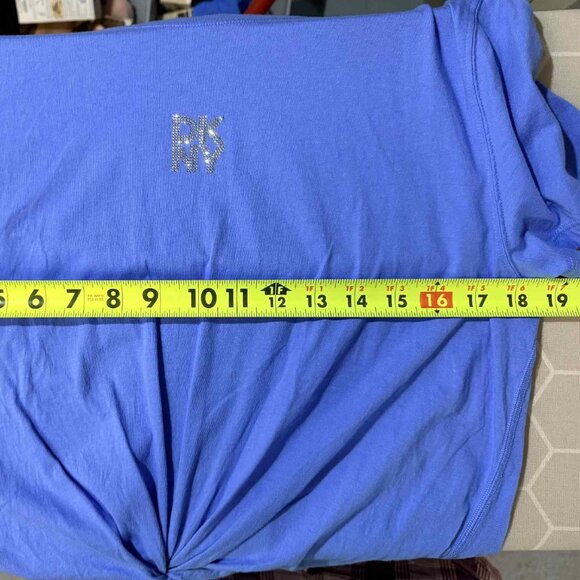 NWOT DKNY Women's Studded-Logo Tie Front T-Shirt, Cornflower Blue, SIZE SMALL - Picture 9 of 11